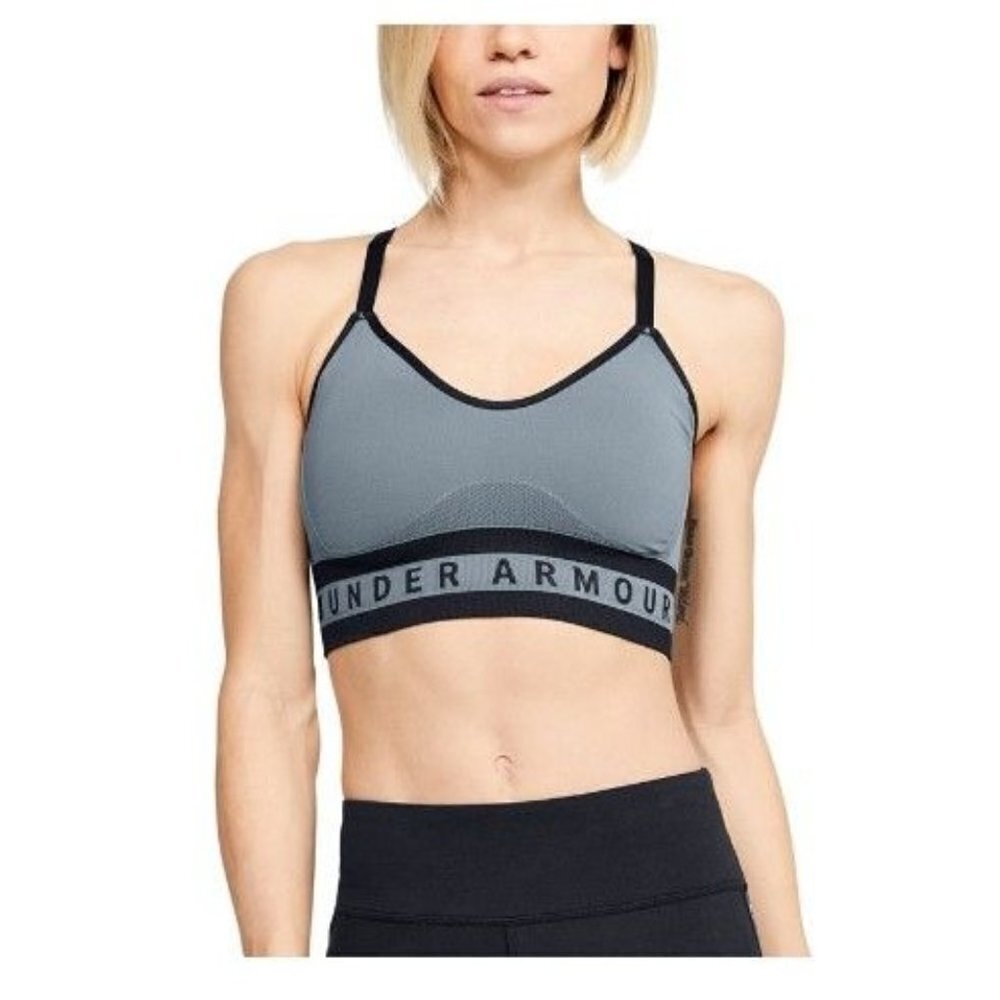Under Armour Compression Seamless Longline Sports Bra Ribbed Strappy XS Womens